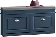 Blue Shoe Storage Bench with Seat & 2 Flip Drawers – Modern Hallway Organizer