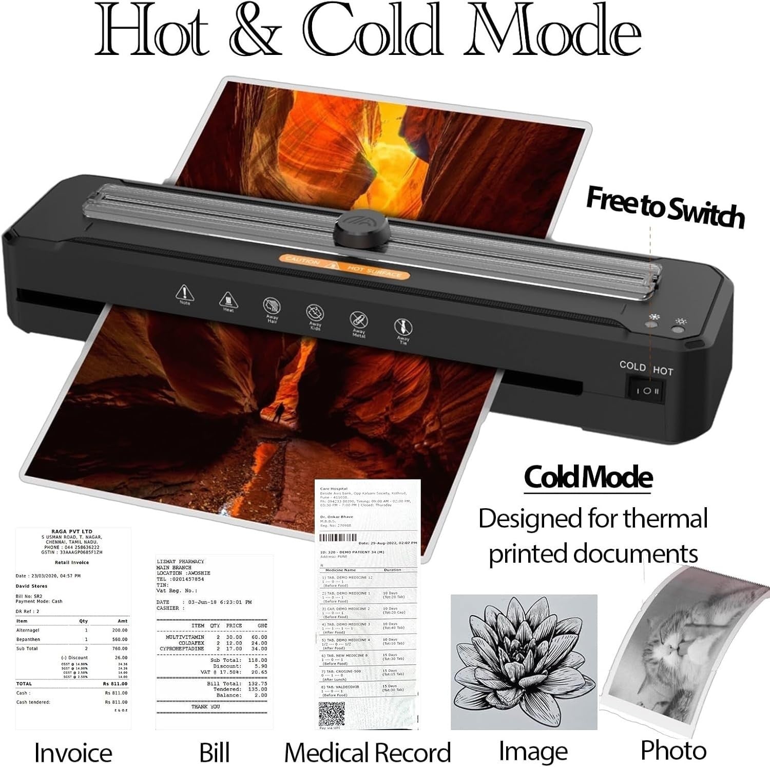 A3 Laminator Hot Cold Built-In Trimmer Fast 2-Min Warm-Up Anti-Jam
