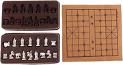 Vintage Xiangqi Folding Leather Chess Set 3D Pieces 32cm