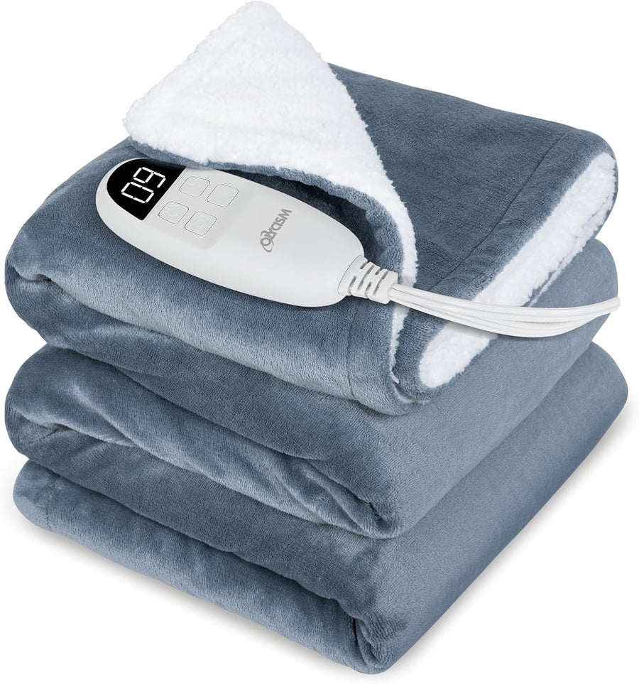 Electric Heated Throw Blanket 180x130cm Auto Shut Off 9 Heat Levels Soft Fleece