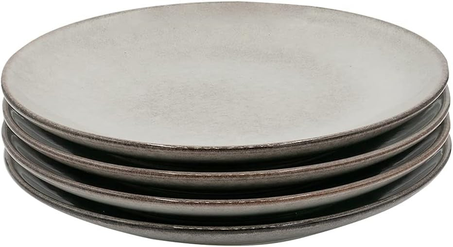 12pc Stoneware Dinner Set Grey Nordic Plates Bowls Microwave Dishwasher Safe