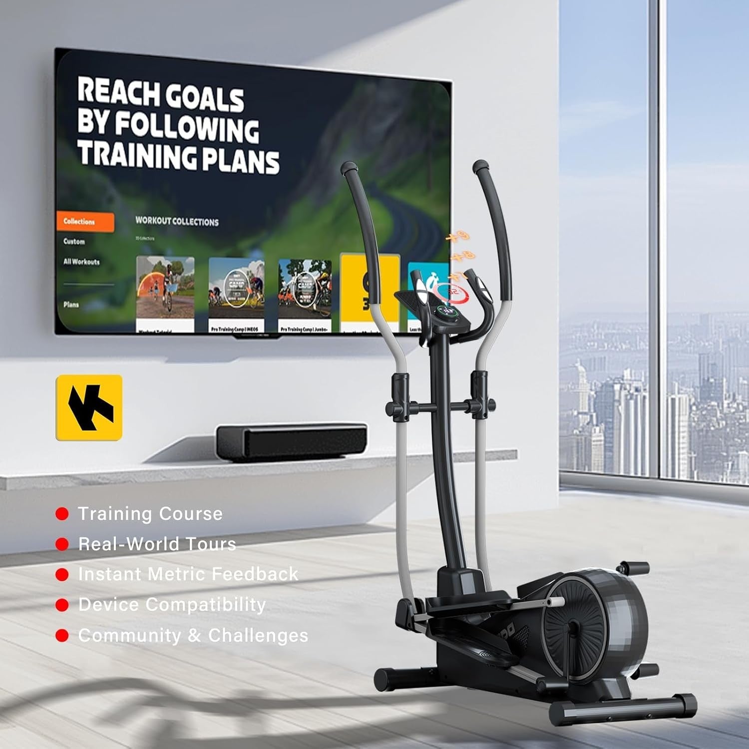 2-in-1 Elliptical Cross Trainer with 32 Resistance Levels & App for Home Gym