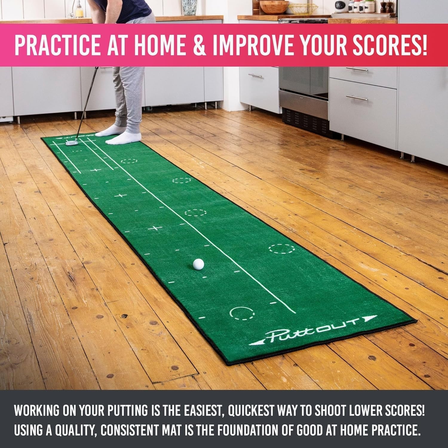 Large Golf Putting Mat Indoor Practice Trainer Alignment Lines Home Office
