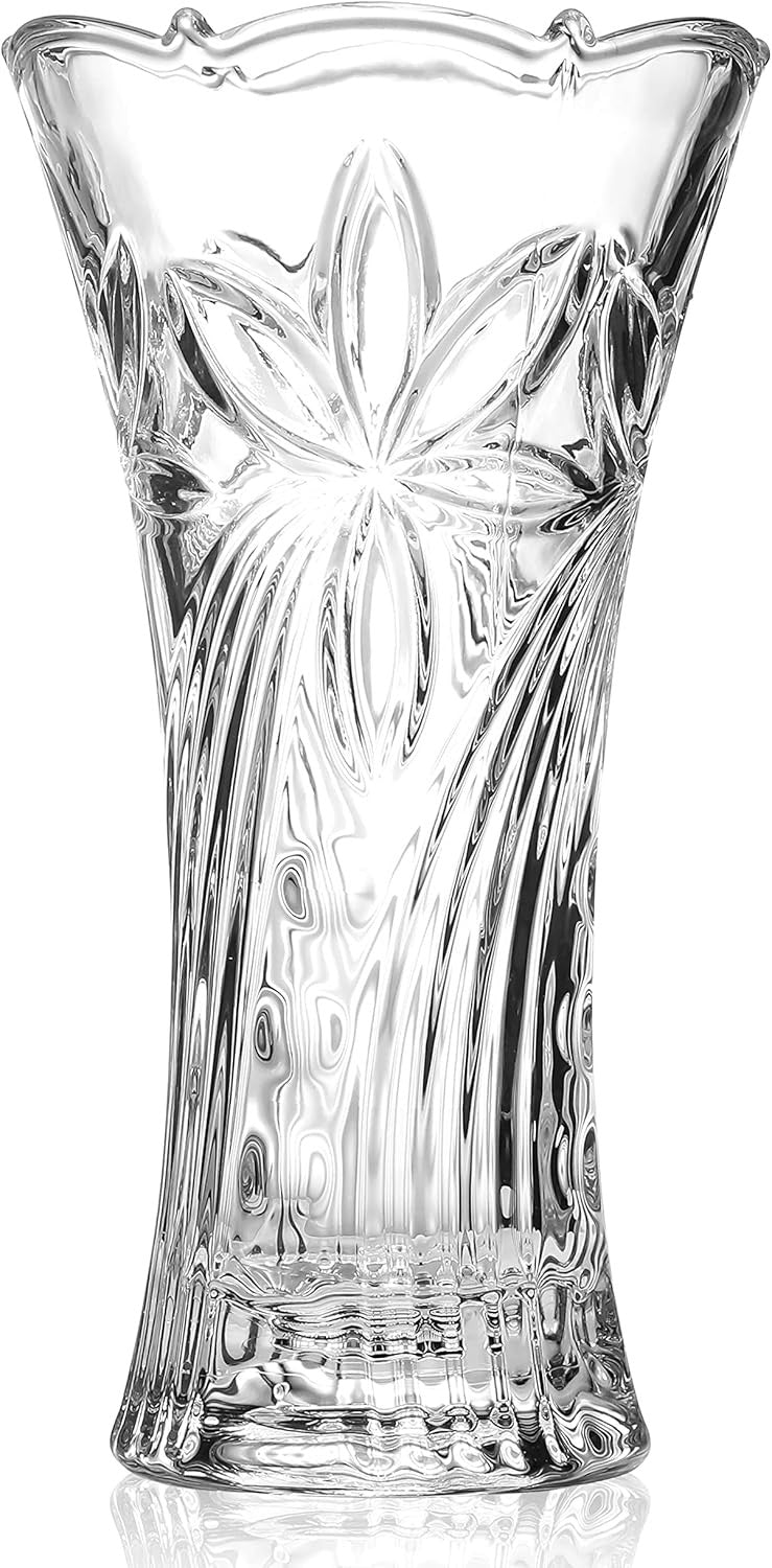 Crystal Glass Vase 30cm Tall Elegant Flower Vase for Home Decor Gift