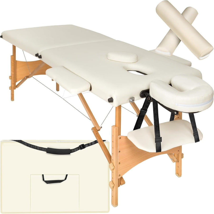 Portable Massage Table Foldable Height Adjustable Bed w/ Headrest Bag Thick Foam