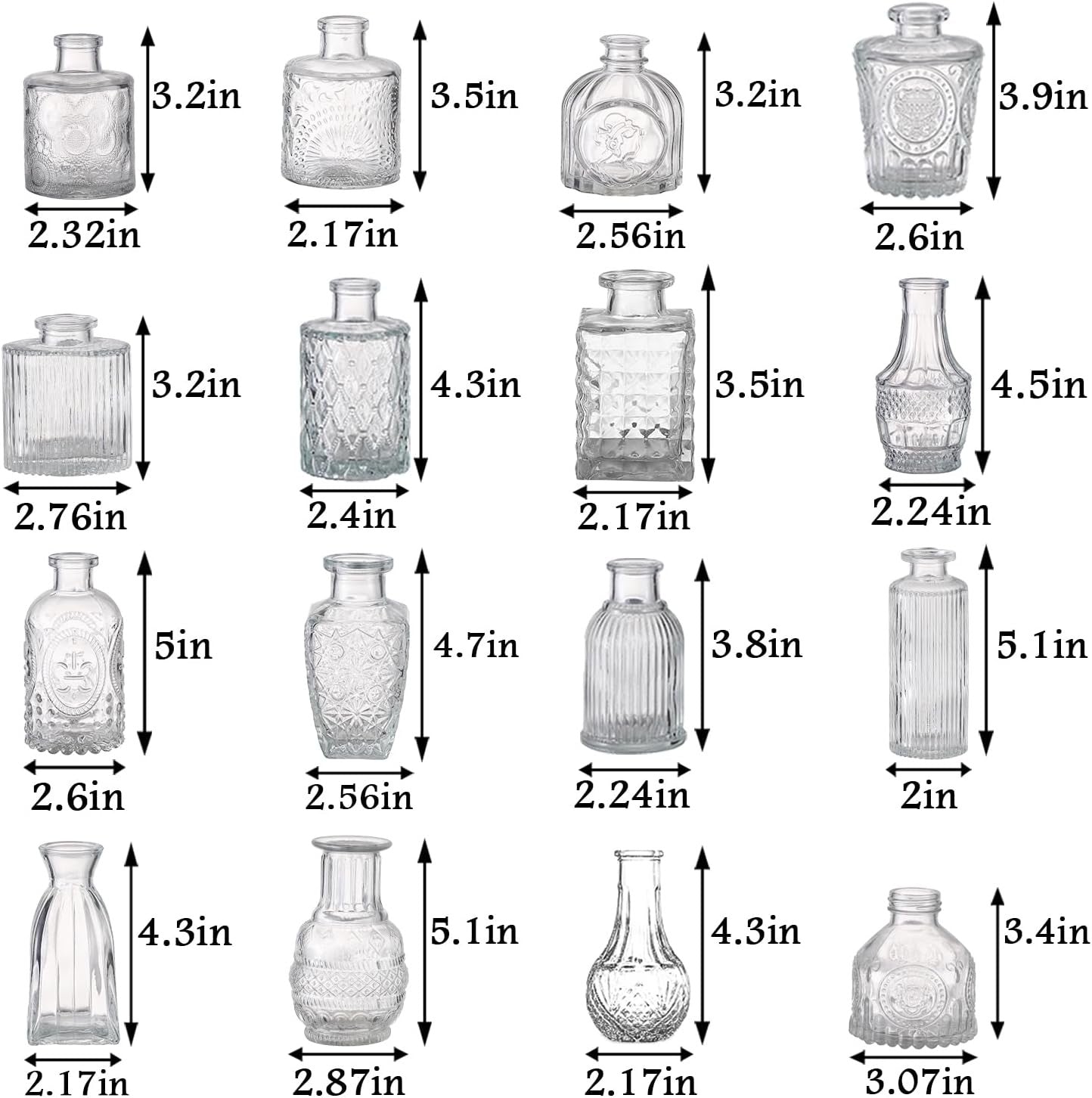 64pcs Clear Glass Bud Vases Set Wedding Table Centerpieces Mini Flower Decor