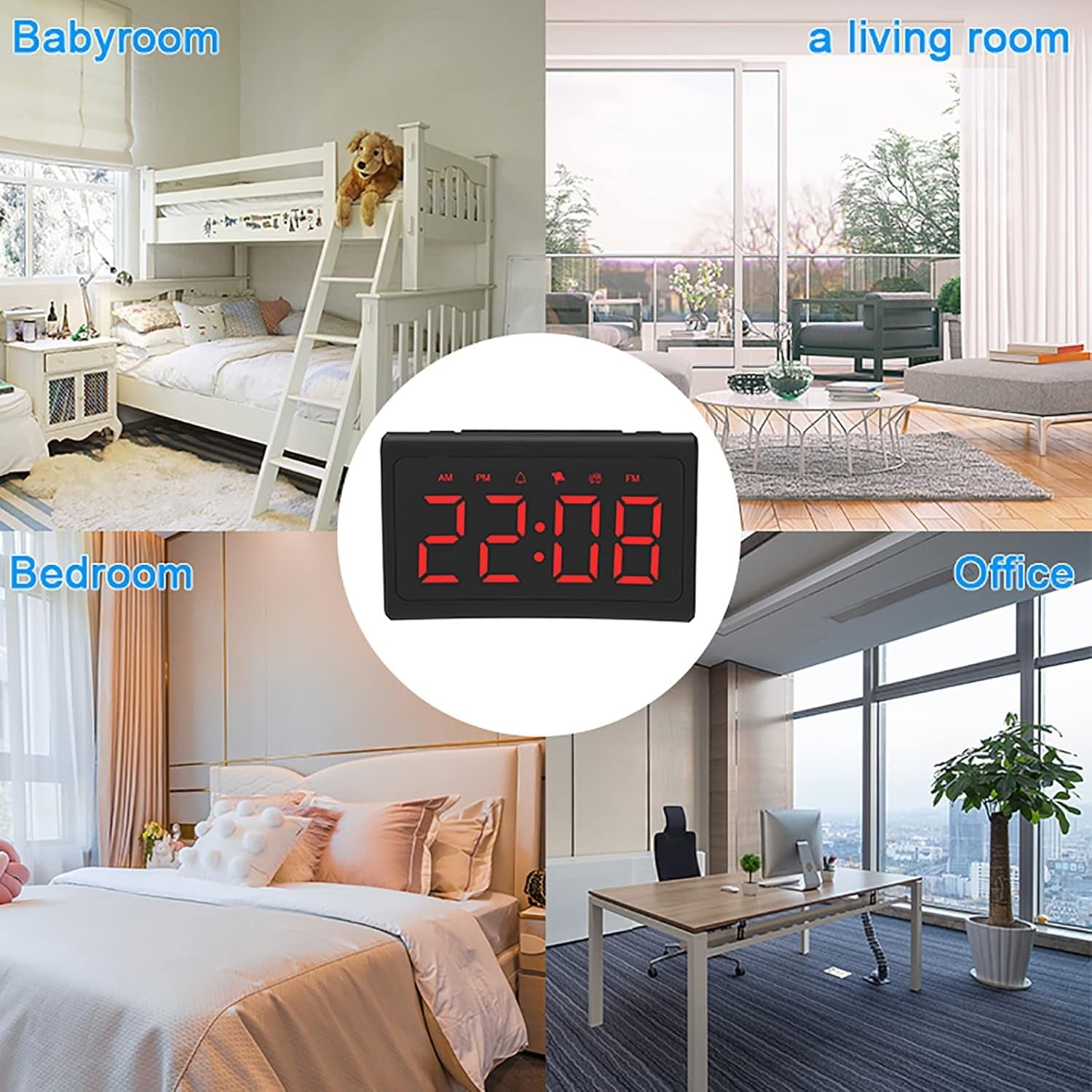 Vibrating Alarm Clock Bed Shaker Projection FM Radio Loud Dual Alarm