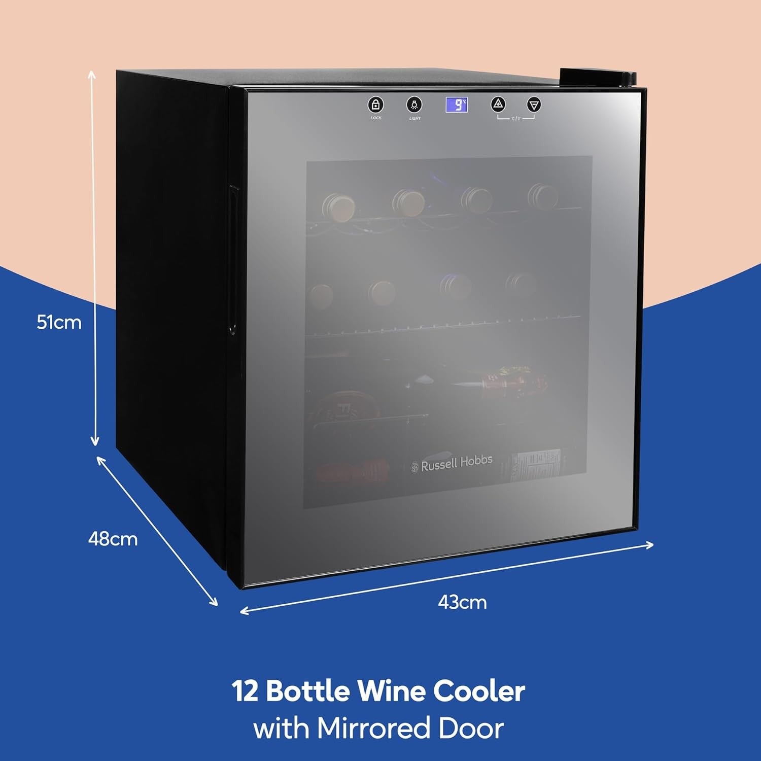 Wine Cooler Fridge 12 Bottle Undercounter Beverage Drinks Fridge LED Glass