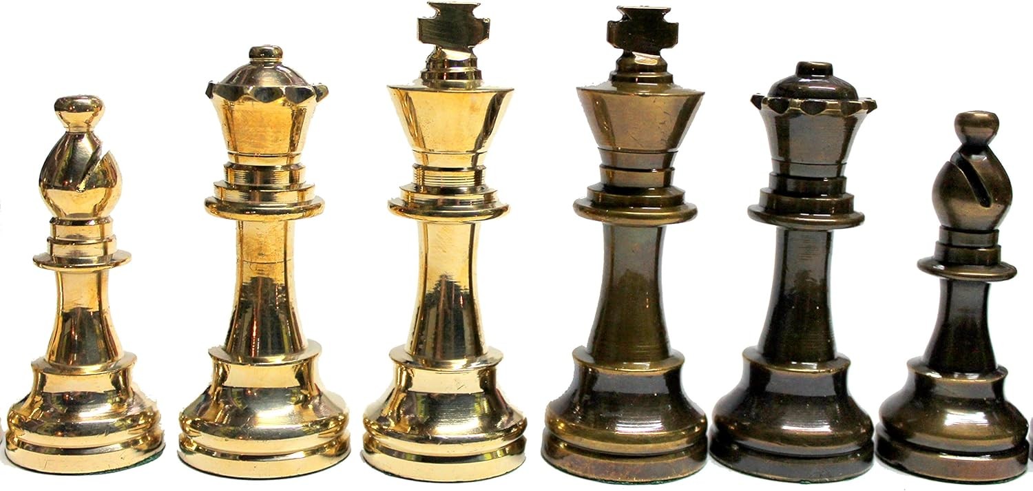Luxury 15" Marble Chess Set with Brass Pieces | Handcrafted Stone Board