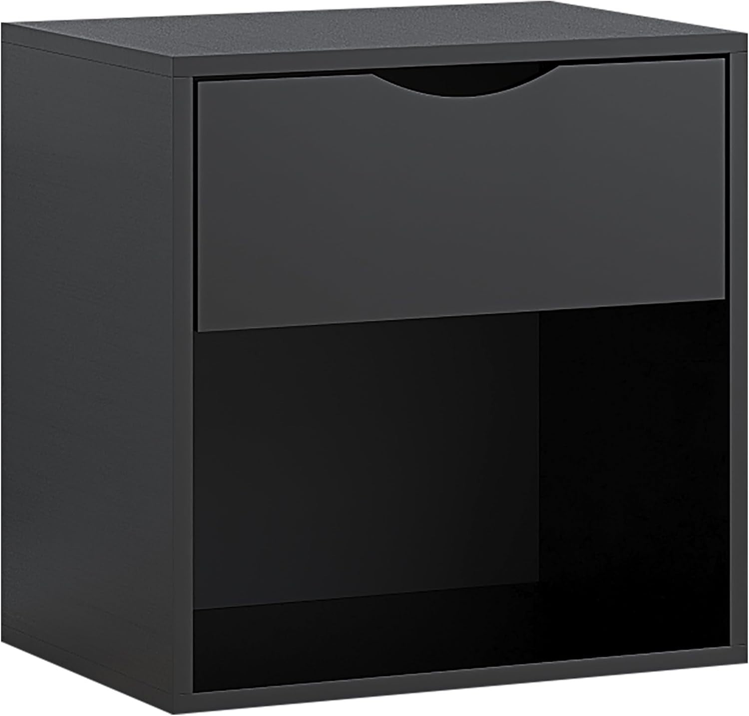 4pc Bedroom Furniture Set Wardrobe Chest Bedside Cabinet Black Matt on Black