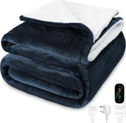 Electric Heated Throw Blanket 160x180cm Sherpa Fleece 6 Heat 9h Timer