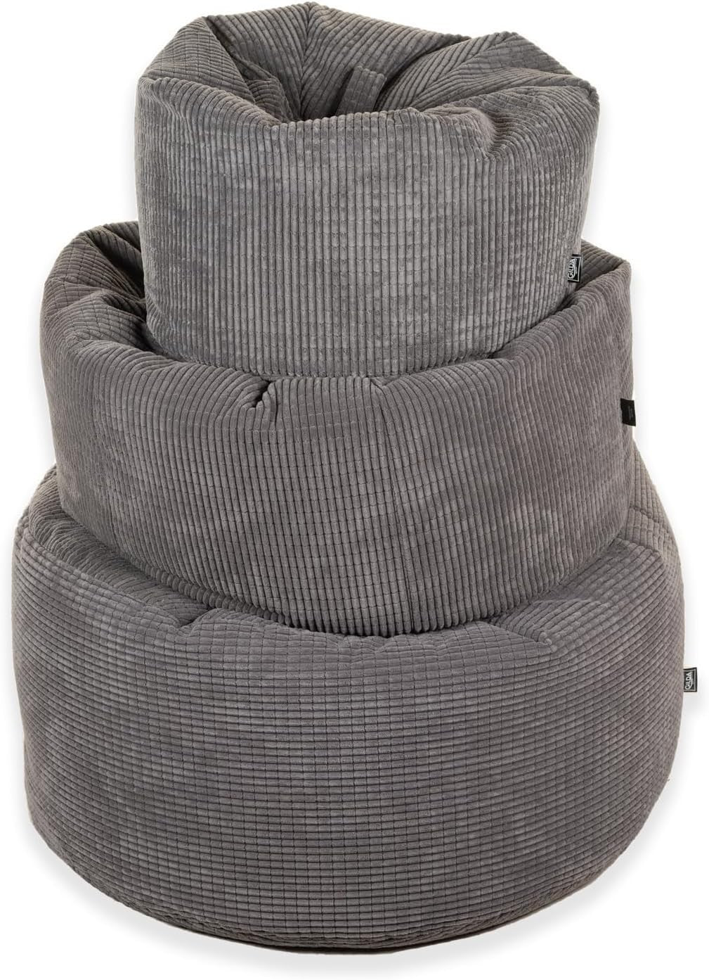 Giant Corduroy Bean Bag Chair Grey Soft Adult Seat Lounger Sofa Bed