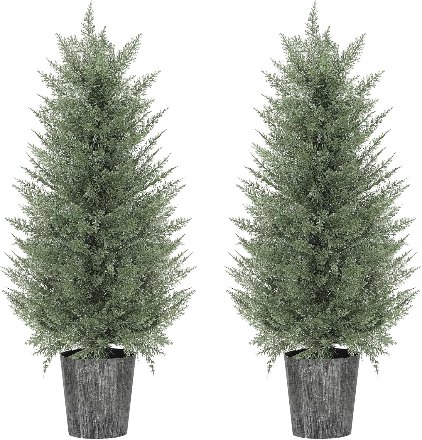 Set of 2 Artificial Cypress Trees 90cm UV Resistant Faux Plants w/ Pots Outdoor