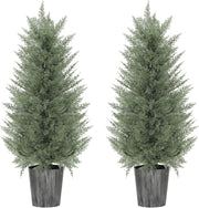 Set of 2 Artificial Cypress Trees 90cm UV Resistant Faux Plants w/ Pots Outdoor