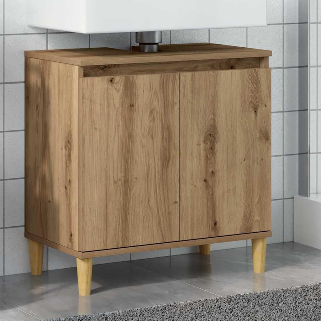 Artisan Oak Under Sink Bathroom Cabinet 58x33x60cm – Modern Vanity Storage Unit
