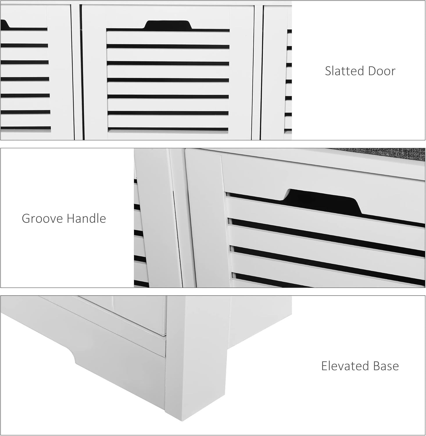 Shoe Storage Bench with 3 Drawers & Removable Cushion – Grey Hallway Seat