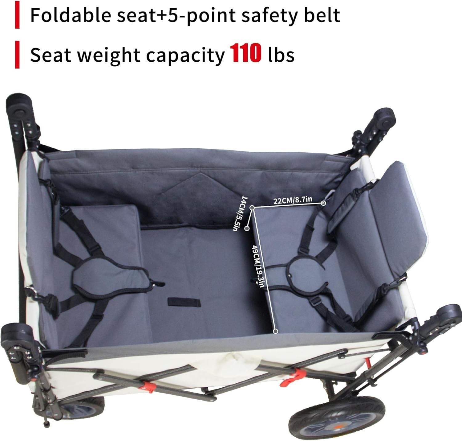 Folding Camping Wagon w Canopy & 2 Seats Heavy Duty Beach Garden Cart