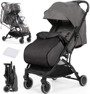 Lightweight Travel Pushchair Buggy One-Hand Fold Newborn–3Y 15kg Dark Grey