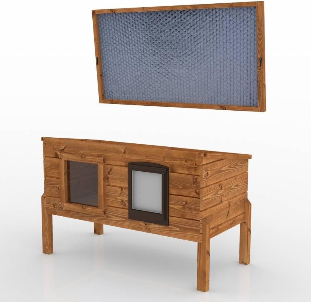 XL Self-Heating Outdoor Cat Kennel | Fir Wood, Ventilated, Ready to Use