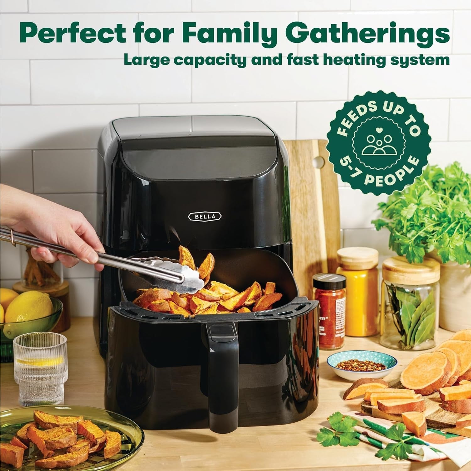 6L Touchscreen Air Fryer 1500W 6in1 Presets Nonstick Dishwasher Safe