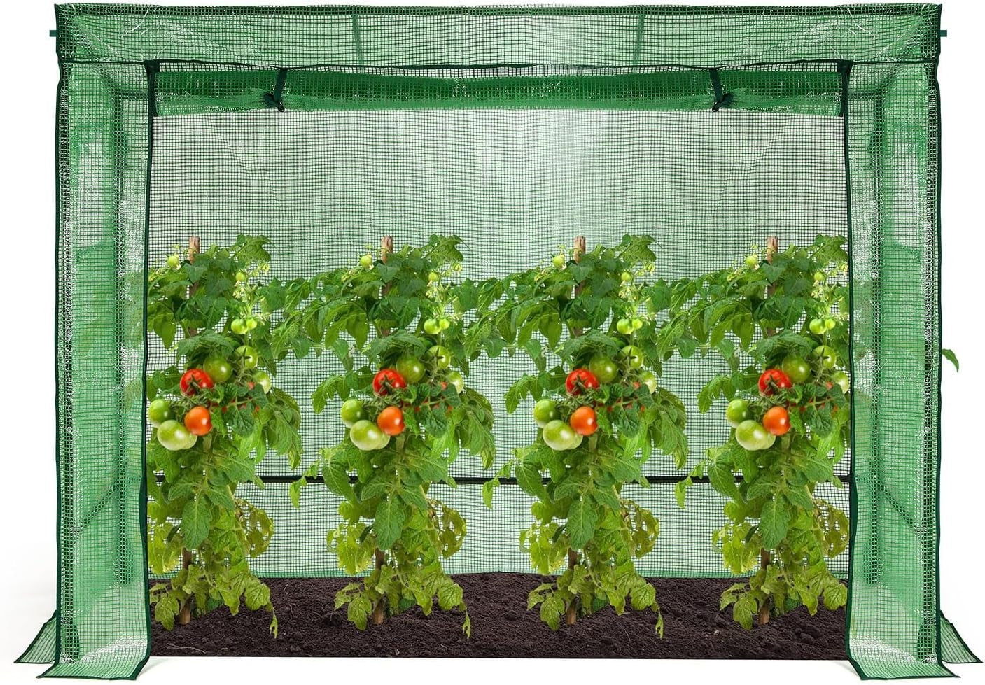 Walk-In Greenhouse 200x78x150cm Weatherproof PE Cover with Roll-Up Doors Windows