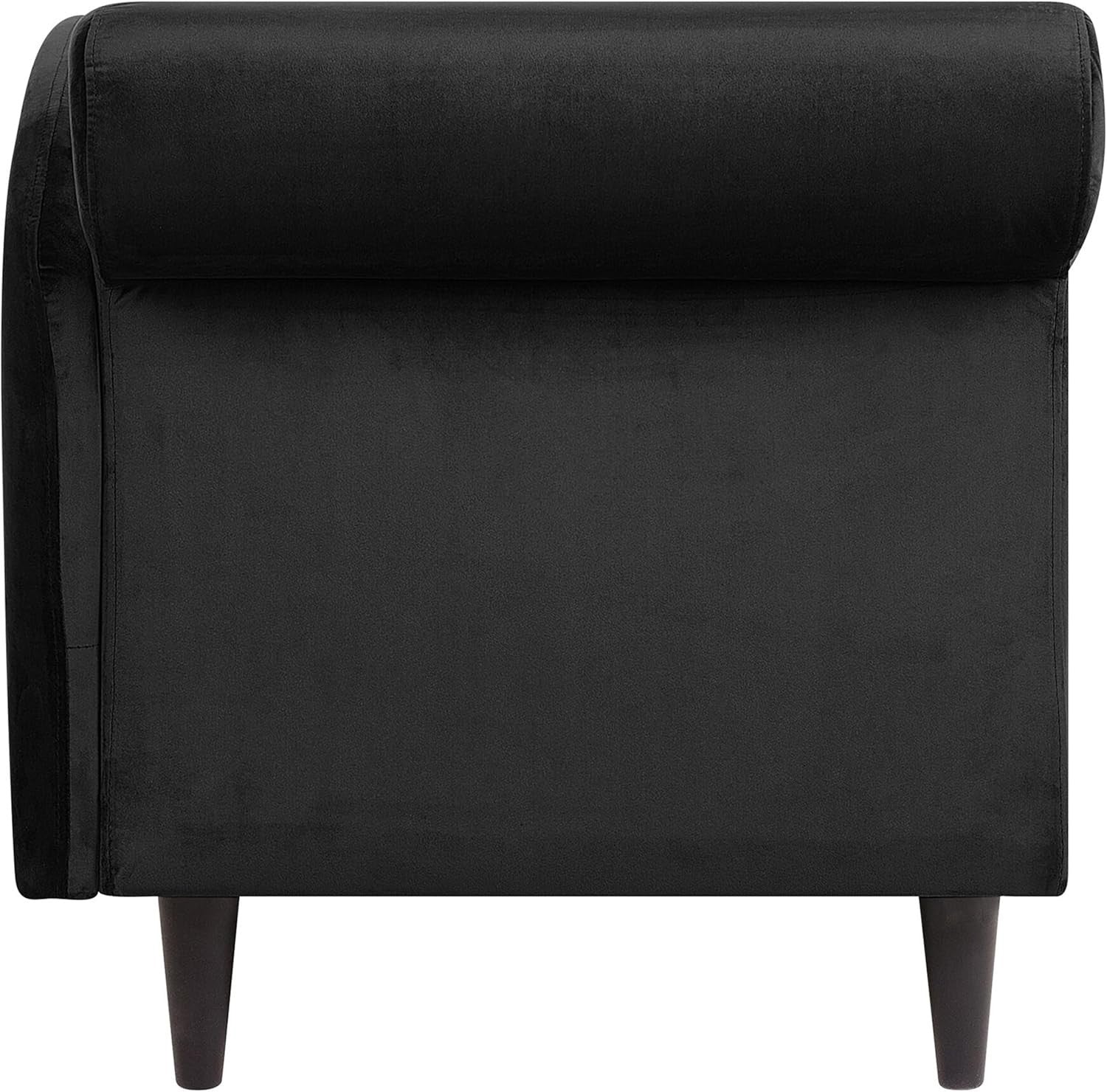 Black Velvet Left Hand Chaise Lounge with Storage Solid Wood Legs Comfort