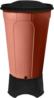 210L Terracotta Garden Water Butt With Tap Stand Rainwater Collector XL