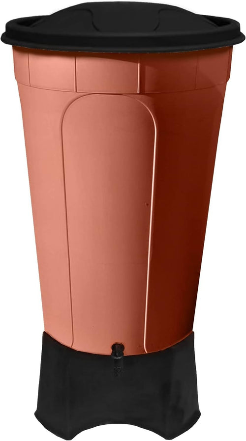 210L Terracotta Garden Water Butt With Tap Stand Rainwater Collector XL