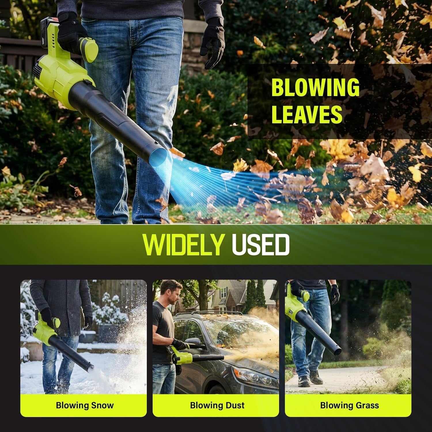 Cordless Leaf Blower 21V 200MPH 700CFM Dual Battery Handheld Garden