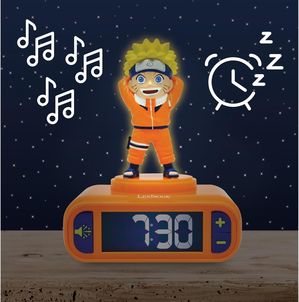 Kids Ninja Anime Alarm Clock Night Light LED Display Snooze Sounds Bedroom