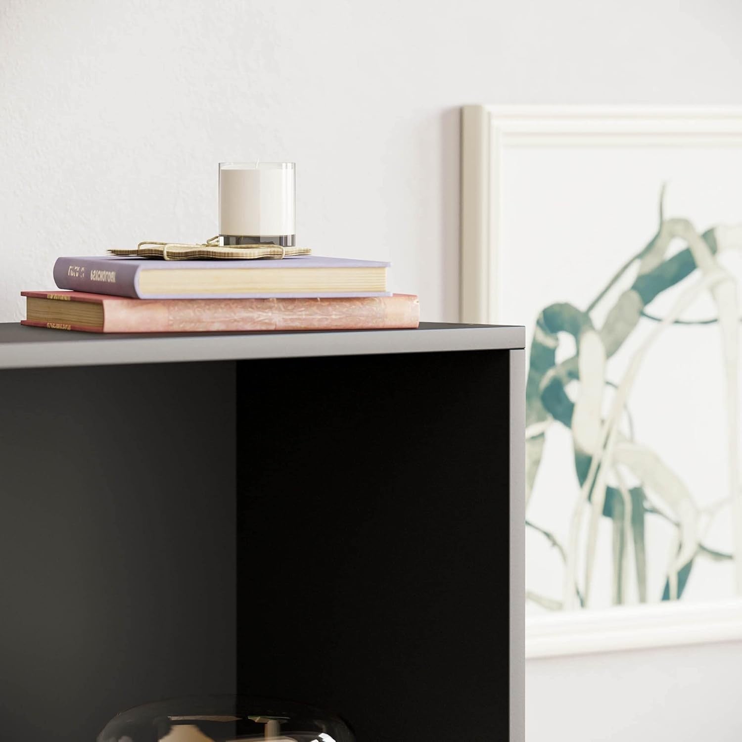 3 Tier Black Wooden Bookcase Modern Storage Display Shelf for Living Room Medium