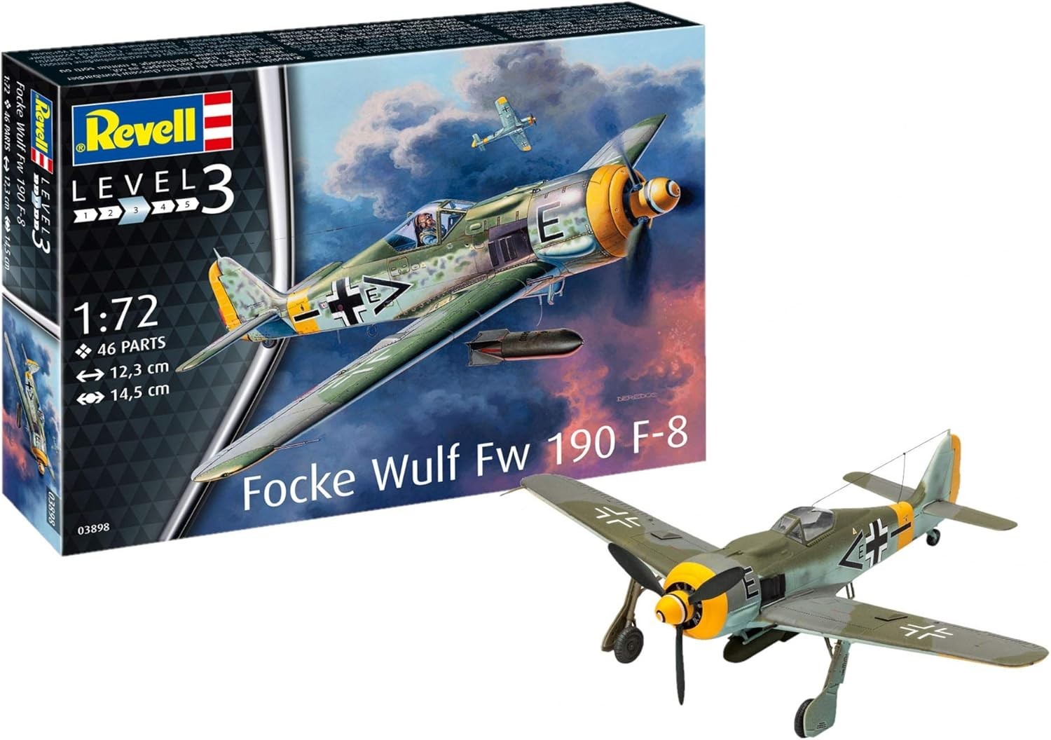 Fw190 F-8 1:72 WWII German Fighter Model Kit – Rotating Prop, Retracts