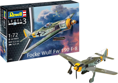 Fw190 F-8 1:72 WWII German Fighter Model Kit – Rotating Prop, Retracts