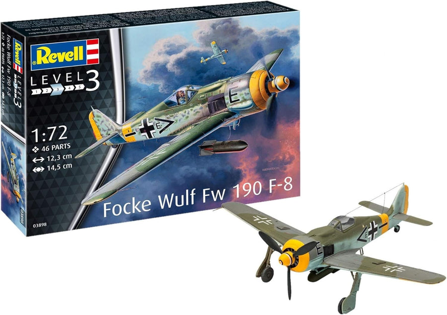 Fw190 F-8 1:72 WWII German Fighter Model Kit – Rotating Prop, Retracts