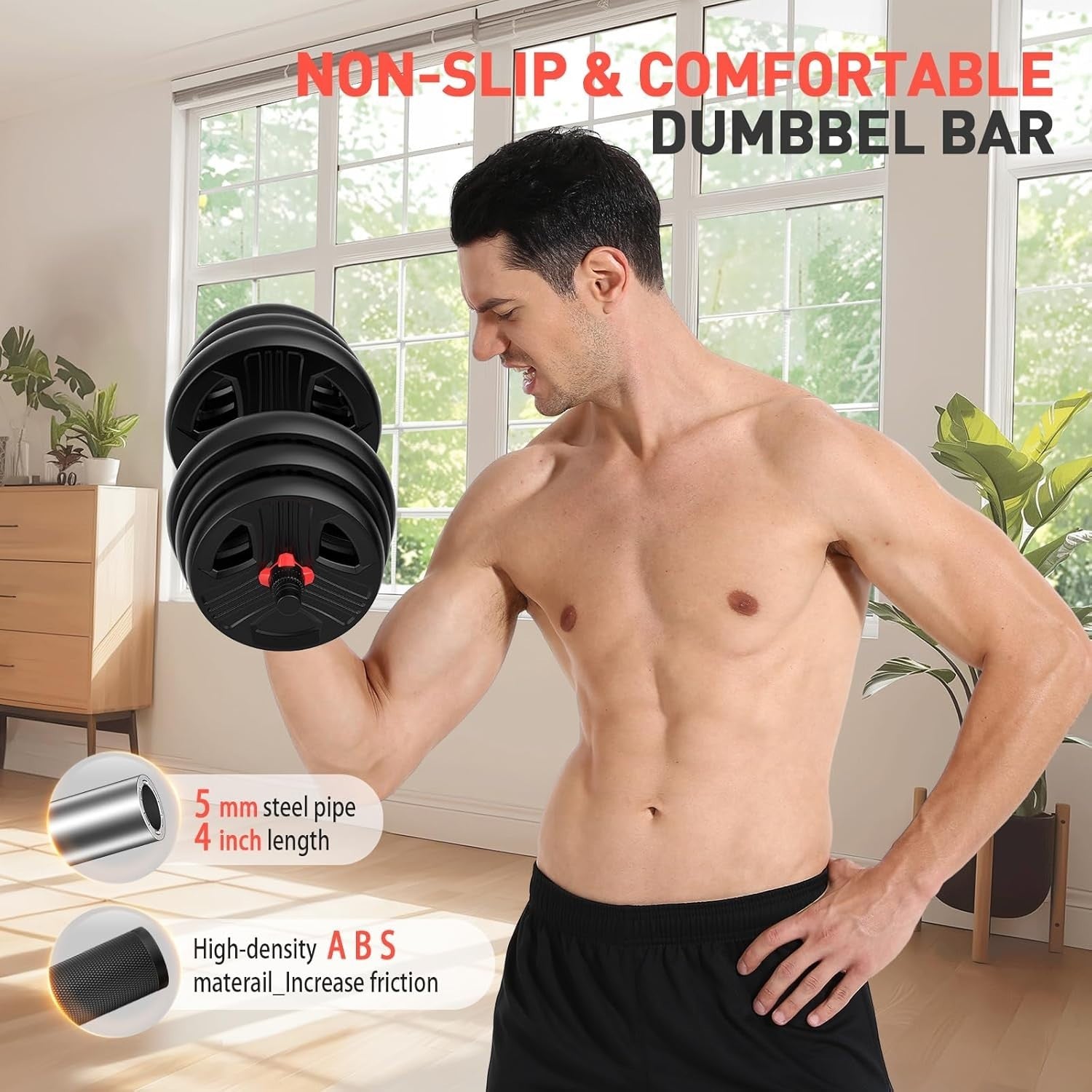60LB Adjustable Dumbbells Set 2 in 1 Barbell Connector Home Gym