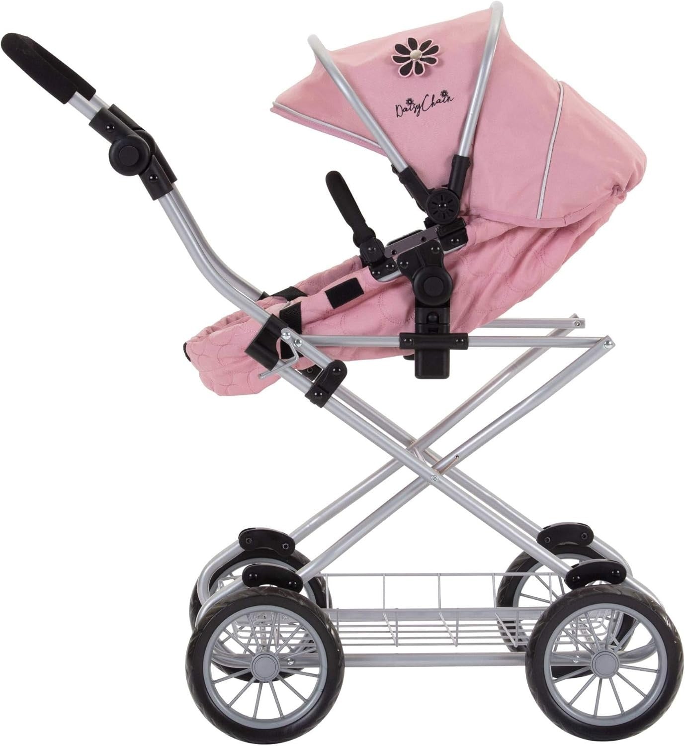Pink Doll Travel System Pram Adjustable Handle Foldable Pushchair