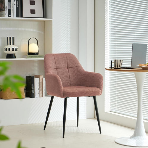 Plush Chenille Armchair Cross Metal Legs Soft Padded Seat Dining Office