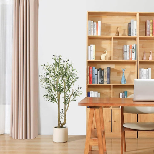 4.5ft Artificial Olive Tree Tall Faux Plant With Curved Trunk Indoor Home Decor