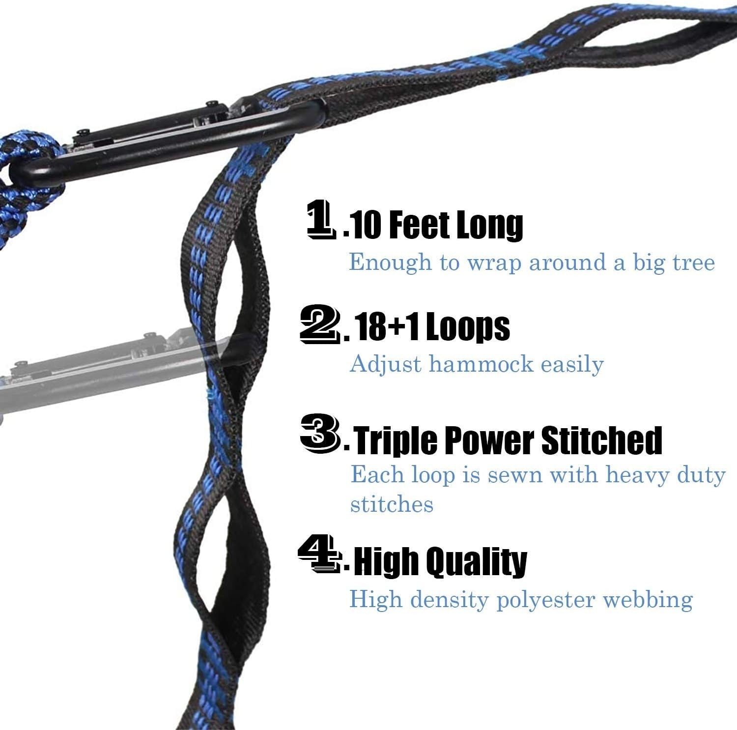 Extra Large Portable 2-Person Nylon Camping Hammock with Tree Straps & Carabiner