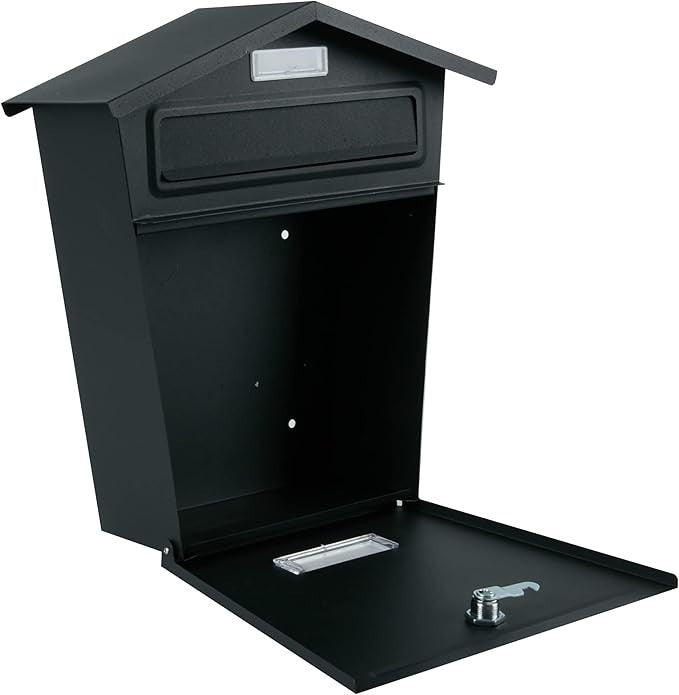 Lockable Wall Mount Mailbox Waterproof Steel Post Letter Box Secure Holder