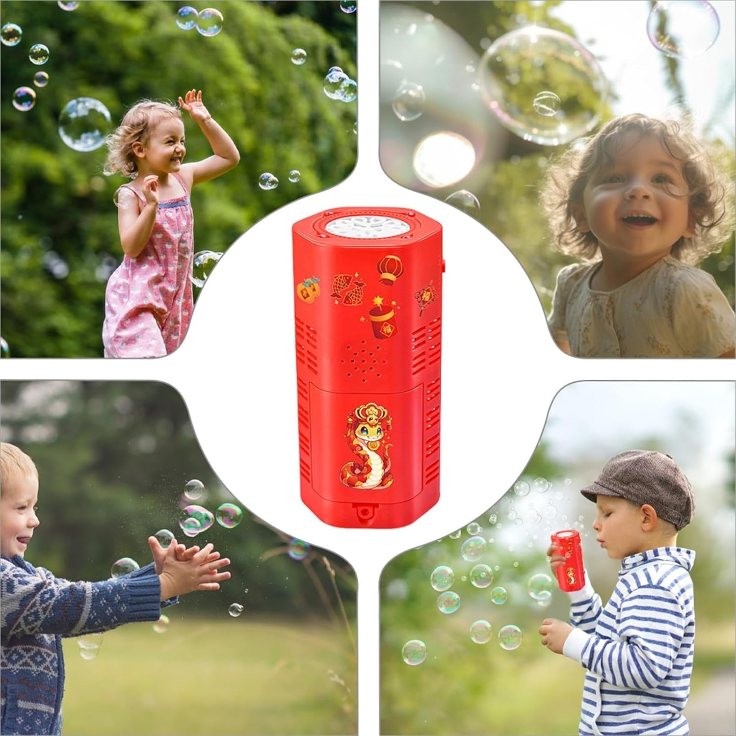 10 Hole Firework Bubble Machine with Lights Portable Toy