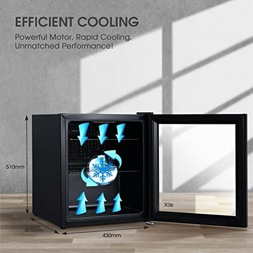 48L Mini Fridge Glass Door Compact Beverage Cooler Black