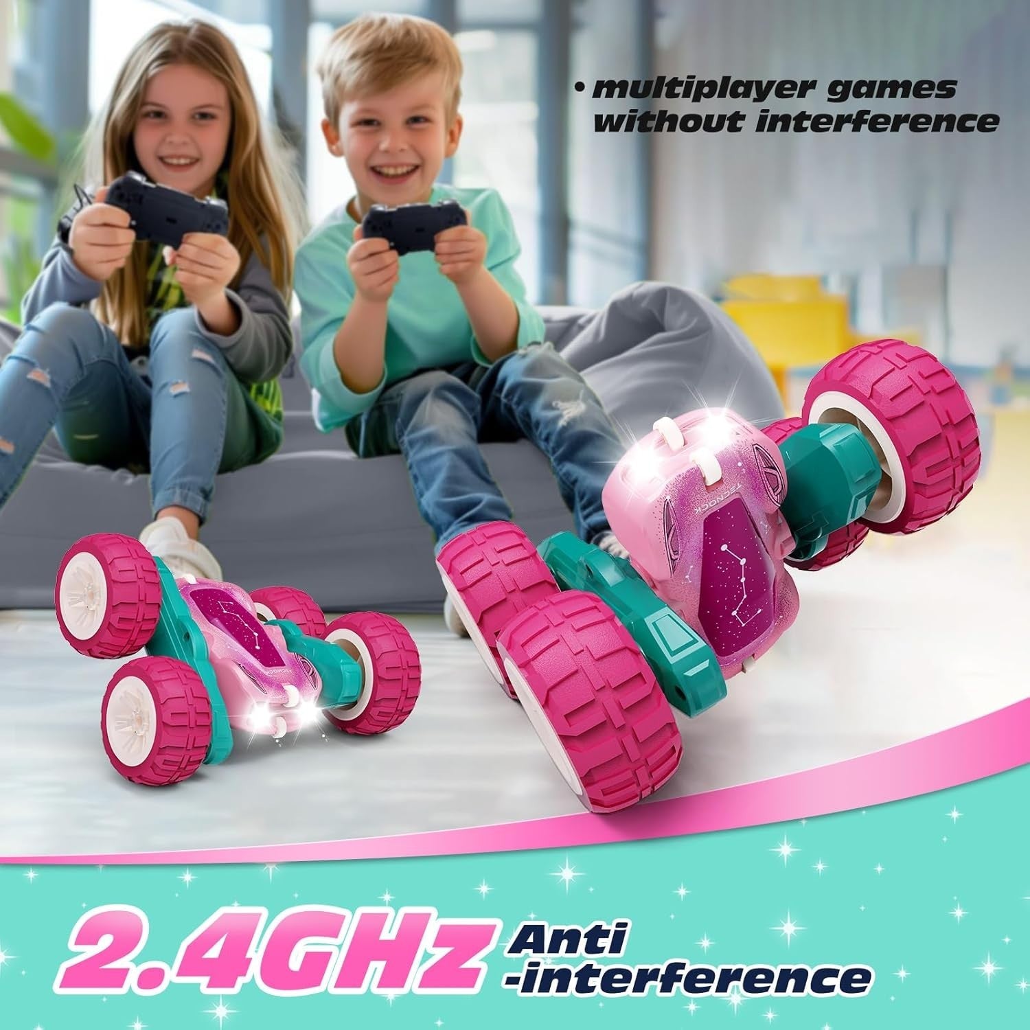 360° Flip RC Stunt Car for Kids 3-12 | LED Starry Sky Monster Truck Toy