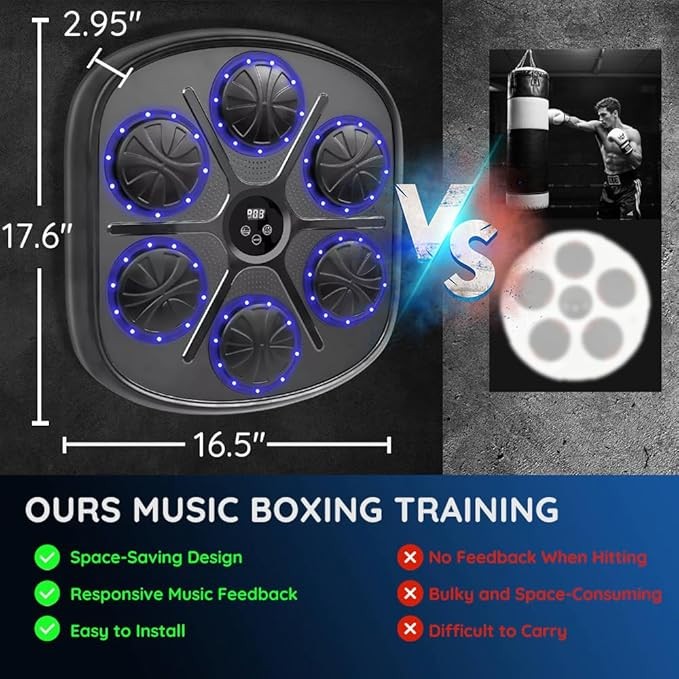 Smart Music Boxing Machine Bluetooth LED Wall Punch Trainer 9 Modes