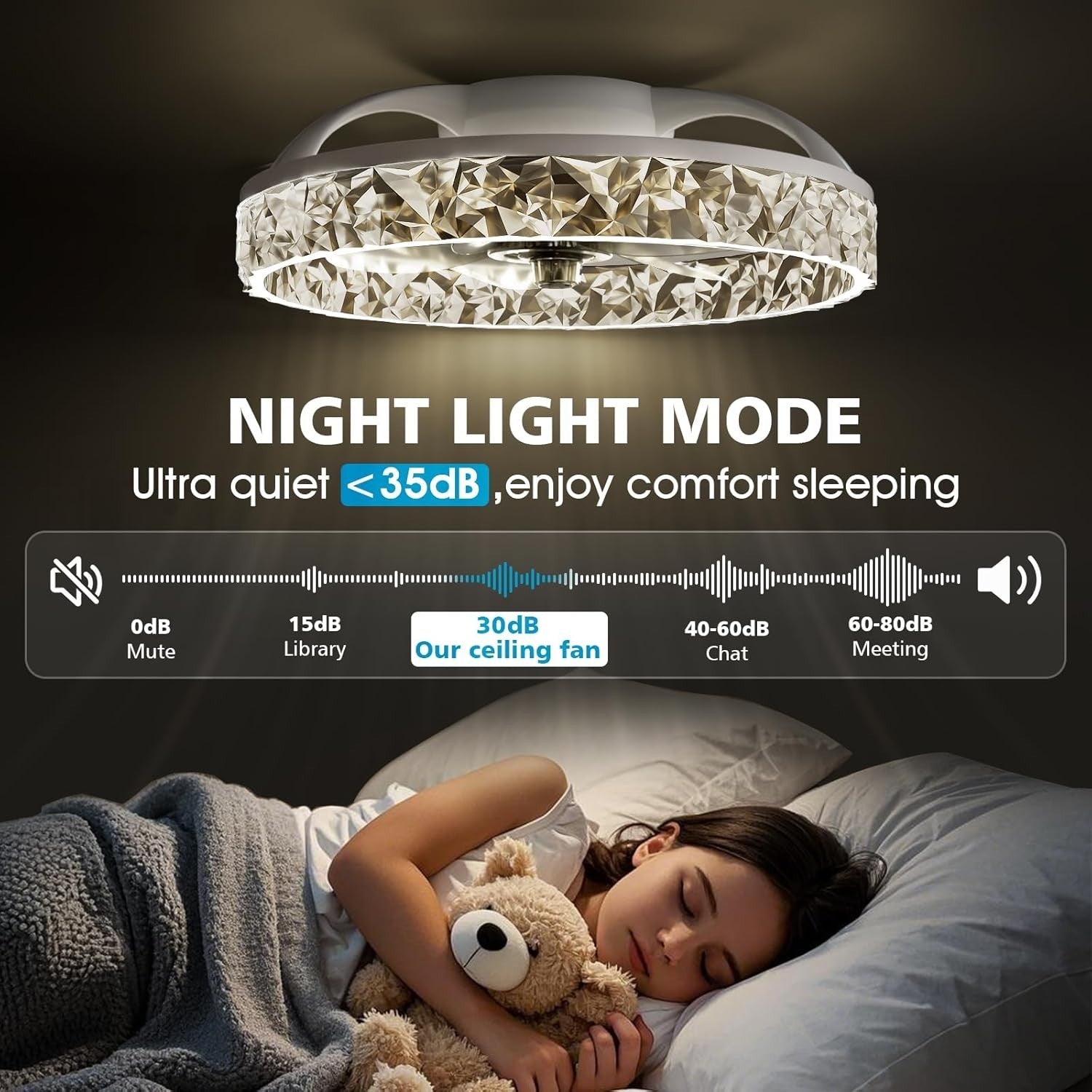 40CM LED Ceiling Fan Light with Remote & App Control
