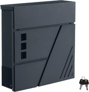 Wall Mounted Letter Box with Lock Keys Viewing Window Newspaper Compartment