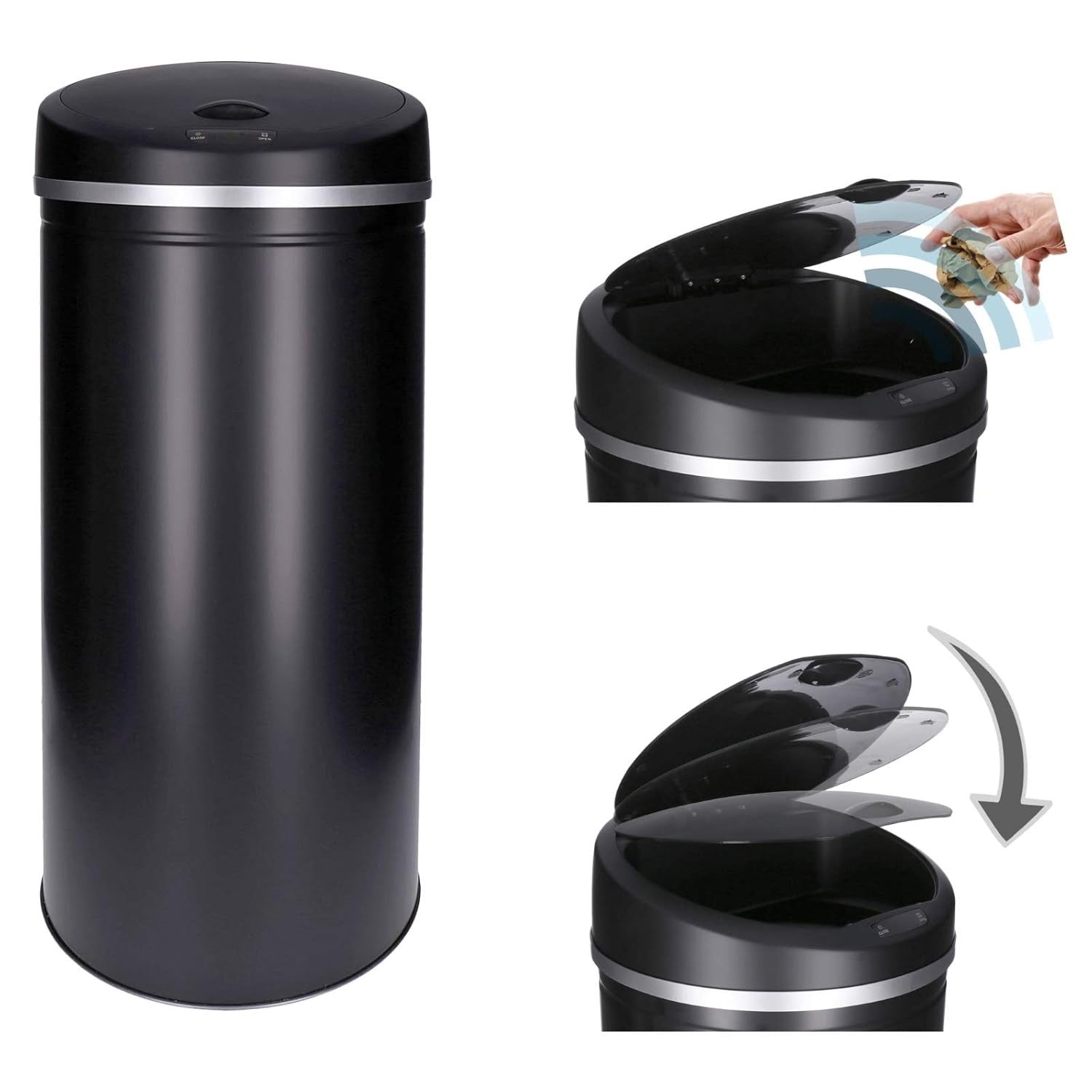 50L Automatic Sensor Kitchen Bin Touchless Soft Close Black