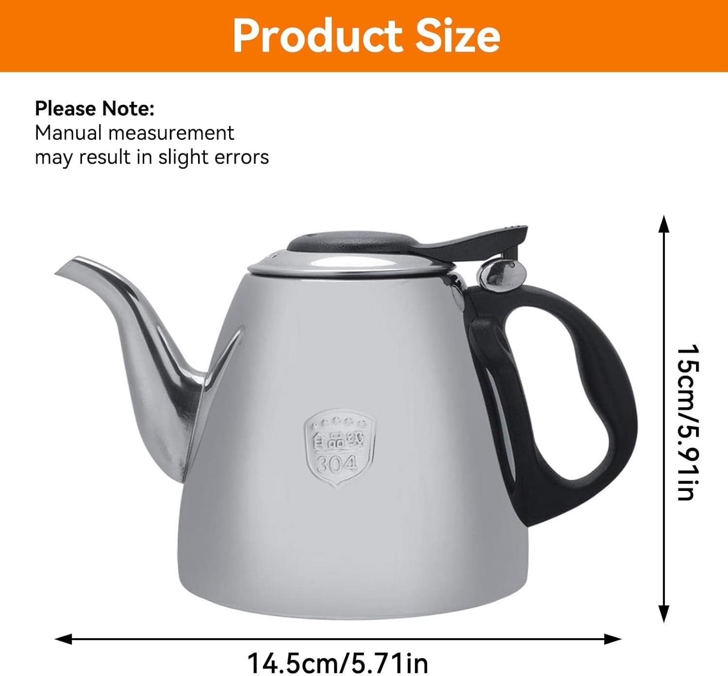 1.5L Stainless Steel Teapot with Infuser Stovetop Tea Kettle Silver