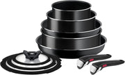 10pcs Non Stick Pots & Pans Cookware Set Stackable Easy Clean Removable Handle