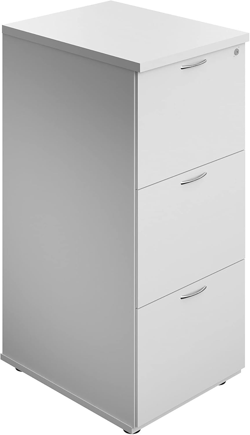 White Filing Cabinet 3 Drawer Lockable 105cm Heavy Duty Office